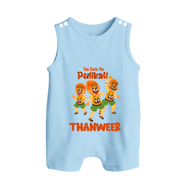 Cute Pulikali Festival Button Romper - BABY BLUE - New Born (Chest 18")