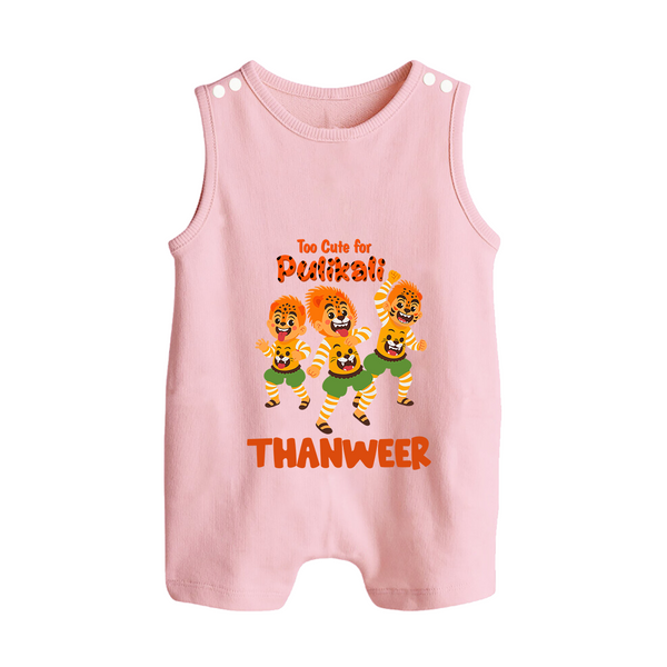Cute Pulikali Festival Button Romper - BABY PINK - New Born (Chest 18")