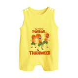 Cute Pulikali Festival Button Romper - PASTEL YELLOW - New Born (Chest 18")