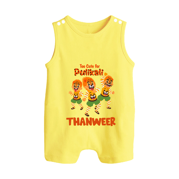 Cute Pulikali Festival Button Romper - PASTEL YELLOW - New Born (Chest 18")