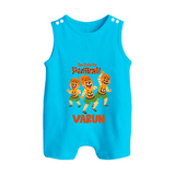 Too Cute for Pulikali Romper Suit | Custom Baby Romper Suit for Onam Fun - SKY BLUE - 0 - 5 Months Old (Chest 18")