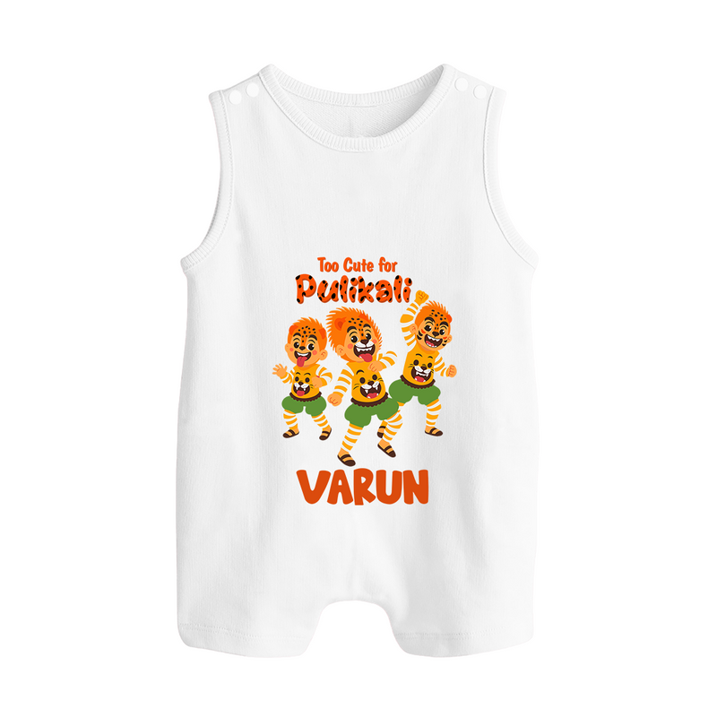 Too Cute for Pulikali Romper Suit | Custom Baby Romper Suit for Onam Fun - WHITE - 0 - 5 Months Old (Chest 18")
