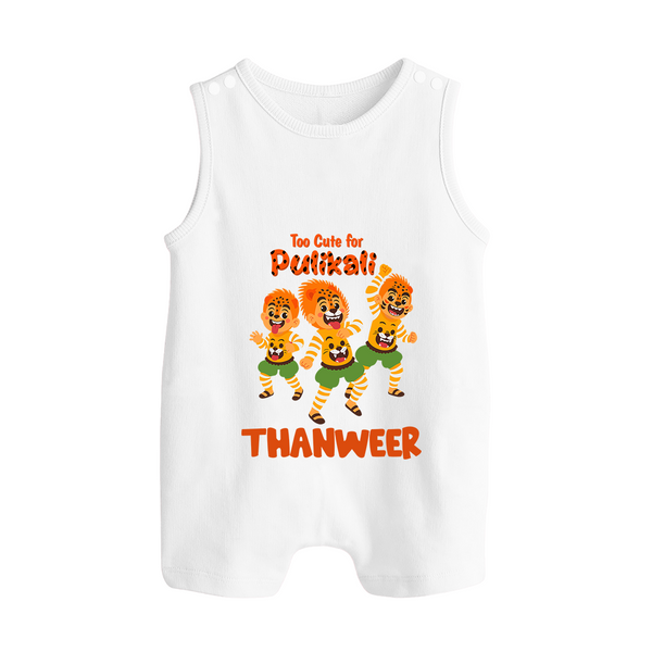 Cute Pulikali Festival Button Romper - WHITE - New Born (Chest 18")
