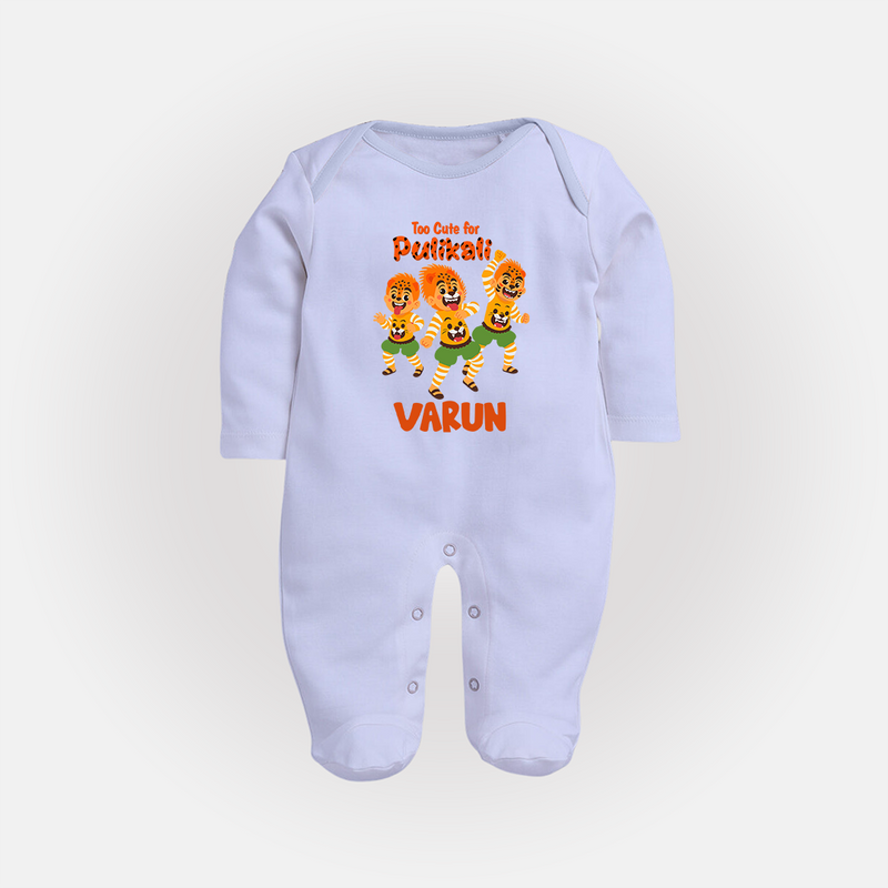 Too Cute for Pulikali Sleep Suit | Custom Baby Sleep Suit for Onam Fun - BABY BLUE - New Born (Chest 7.5")
