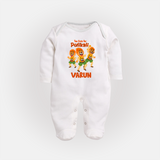 Too Cute for Pulikali Sleep Suit | Custom Baby Sleep Suit for Onam Fun - WHITE - New Born (Chest 7.5")
