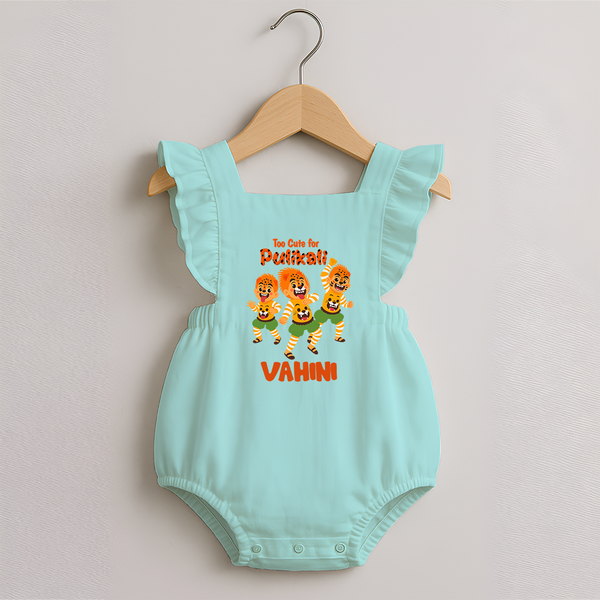 Too Cute for Pulikali Romper Frock | Custom Baby Romper Frock for Onam Fun - MINT GREEN - 0 - 3 Months Old (Chest 19")