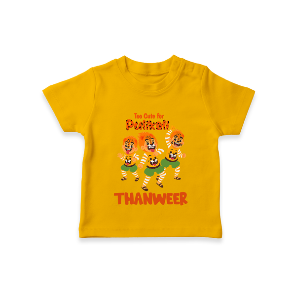 Cute Pulikali Festival T Shirt - CHROME YELLOW - 0-5 Months Old (Chest 17")