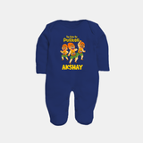 Too Cute for Pulikali Sleep Suit | Custom Baby Sleep Suit for Onam Fun - NAVY BLUE - New Born (Chest 7.5")