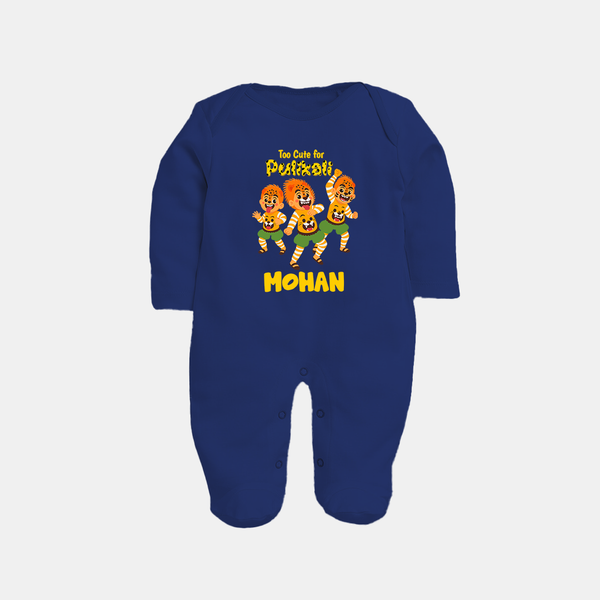 Cute Pulikali Festival Full Body Suit - NAVY BLUE - New Born (Chest 7.5")