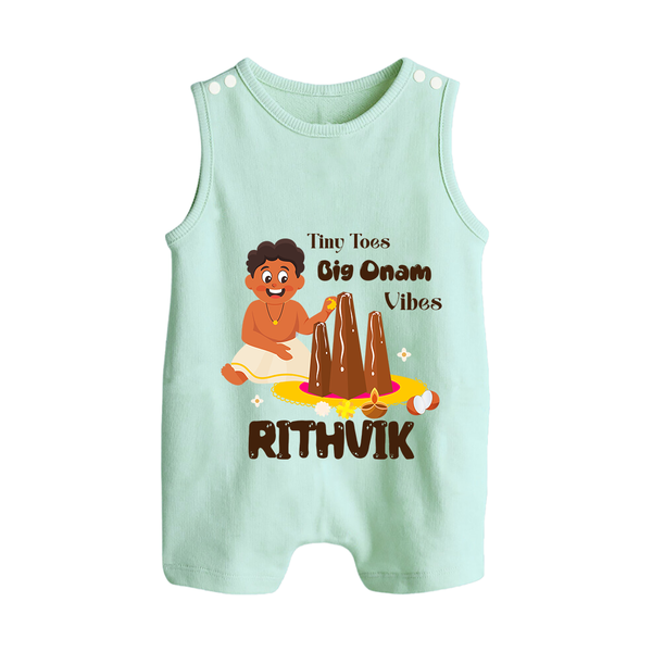 Tiny Toes Big Onam Vibes Romper Suit | Personalized Baby Romper Suit for Onam Festivities - MINT GREEN - 0 - 5 Months Old (Chest 18")
