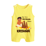 Tiny Toes Big Onam Vibes Button Romper - PASTEL YELLOW - New Born (Chest 18")