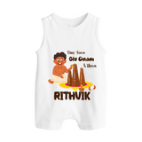 Tiny Toes Big Onam Vibes Romper Suit | Personalized Baby Romper Suit for Onam Festivities - WHITE - 0 - 5 Months Old (Chest 18")