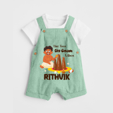 Tiny Toes Big Onam Vibes Dungaree Set | Personalized Baby Dungaree Set for Onam Festivities - MINT GREEN - 0 - 5 Months Old (Chest 18")