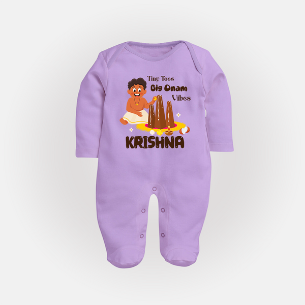 Tiny Toes Big Onam Vibes Full Body Suit - LILAC - New Born (Chest 7.5")