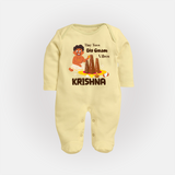 Tiny Toes Big Onam Vibes Full Body Suit - PASTEL YELLOW - New Born (Chest 7.5")