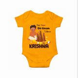 Tiny Toes Big Onam Vibes Romper - CHROME YELLOW - New Born (Chest 14")