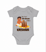 Tiny Toes Big Onam Vibes Romper - GREY - New Born (Chest 14")