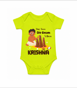 Tiny Toes Big Onam Vibes Romper - LIME GREEN - New Born (Chest 14")