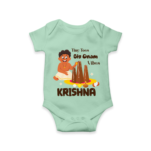 Tiny Toes Big Onam Vibes Romper - MINT GREEN - New Born (Chest 14")