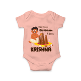 Tiny Toes Big Onam Vibes Romper - PEACH - New Born (Chest 14")