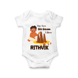 Tiny Toes Big Onam Vibes Romper / Onesie | Personalized Baby Romper / Onesie for Onam Festivities - WHITE - New Born (Chest 14")
