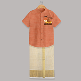 Tiny Toes Big Onam Vibes Shirt and Dhoti - ORANGE - 0 - 6 Months Old (Chest-23") (Dhoti length-14")