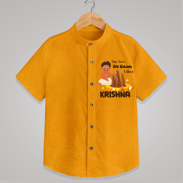 Tiny Toes Big Onam Vibes Shirt - CHROME YELLOW - 0 - 6 Months Old (Chest 23")