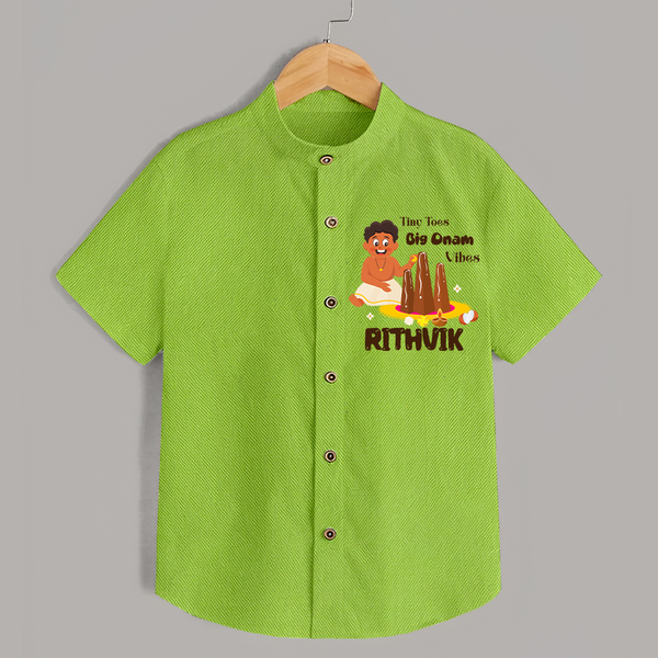 Tiny Toes Big Onam Vibes Shirt | Personalized Baby Shirt for Onam Festivities - LIME GREEN - 0 - 6 Months Old (Chest 23")