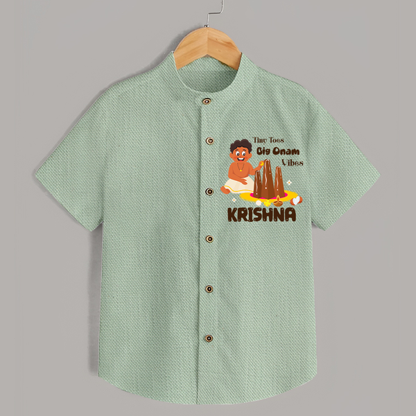 Tiny Toes Big Onam Vibes Shirt - MINT GREEN - 0 - 6 Months Old (Chest 23")