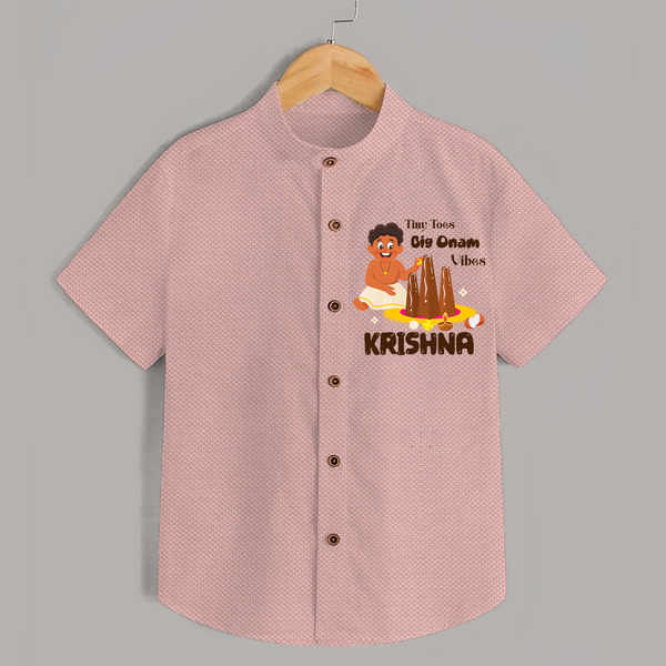 Tiny Toes Big Onam Vibes Shirt - PEACH - 0 - 6 Months Old (Chest 23")
