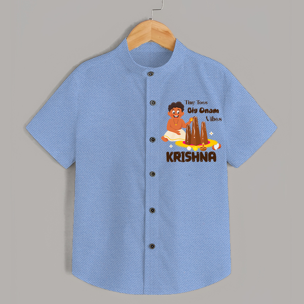 Tiny Toes Big Onam Vibes Shirt - SKY BLUE - 0 - 6 Months Old (Chest 23")