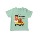Tiny Toes Big Onam Vibes T-Shirt | Personalized Baby T-Shirt for Onam Festivities - MINT GREEN - 0-5 Months Old (Chest 17")