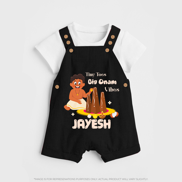 Tiny Toes Big Onam Vibes Dungaree - BLACK - 0 - 5 Months Old (Chest 18")