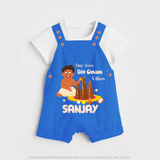 Tiny Toes Big Onam Vibes Dungaree Set | Personalized Baby Dungaree Set for Onam Festivities - COBALT BLUE - 0 - 5 Months Old (Chest 18")