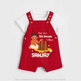 Tiny Toes Big Onam Vibes Dungaree Set | Personalized Baby Dungaree Set for Onam Festivities - RED - 0 - 5 Months Old (Chest 18")