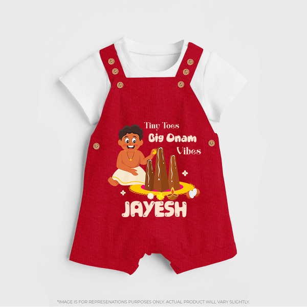 Tiny Toes Big Onam Vibes Dungaree - RED - 0 - 5 Months Old (Chest 18")