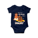 Tiny Toes Big Onam Vibes Romper / Onesie | Personalized Baby Romper / Onesie for Onam Festivities - NAVY BLUE - New Born (Chest 14")