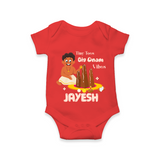 Tiny Toes Big Onam Vibes Romper - RED - New Born (Chest 14")