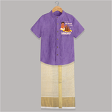 Tiny Toes Big Onam Vibes Shirt And Dhoti | Personalized Baby Shirt And Dhoti for Onam Festivities - ROYAL PURPLE - 0 - 6 Months Old (Chest-23") (Dhoti length-14")