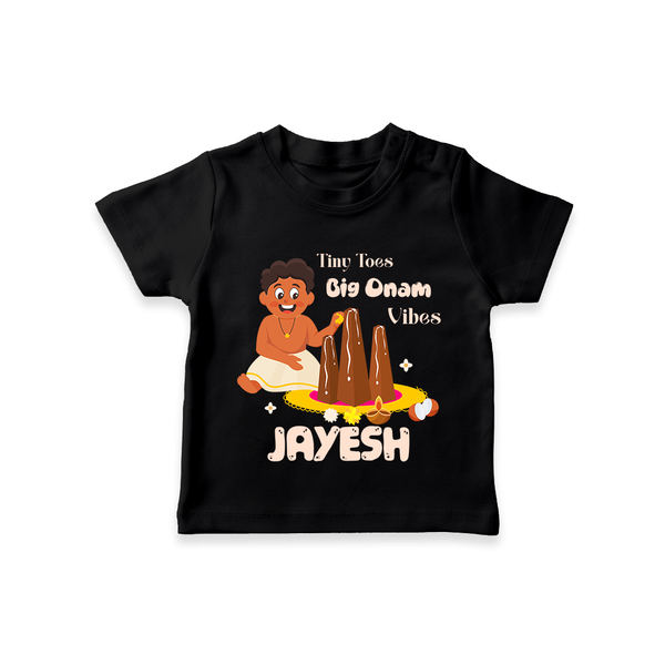 Tiny Toes Big Onam Vibes T Shirt - BLACK - 0-5 Months Old (Chest 17")