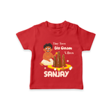 Tiny Toes Big Onam Vibes T-Shirt | Personalized Baby T-Shirt for Onam Festivities - RED - 0-5 Months Old (Chest 17")