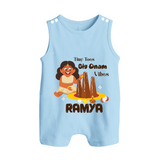 Tiny Toes Big Onam Vibes Girl Button Romper - BABY BLUE - New Born (Chest 18")