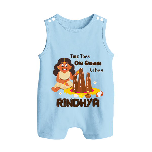 Tiny Toes Big Onam Vibes Romper Suit | Custom Baby Romper Suit for Onam Celebration - BABY BLUE - 0 - 5 Months Old (Chest 18")