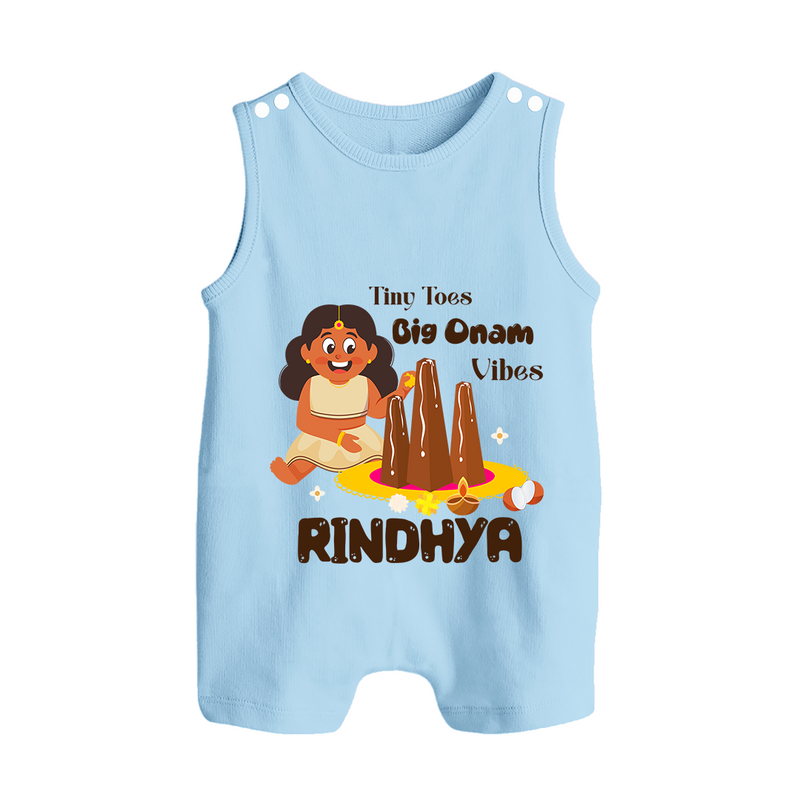 Tiny Toes Big Onam Vibes Romper Suit | Custom Baby Romper Suit for Onam Celebration - BABY BLUE - 0 - 5 Months Old (Chest 18")