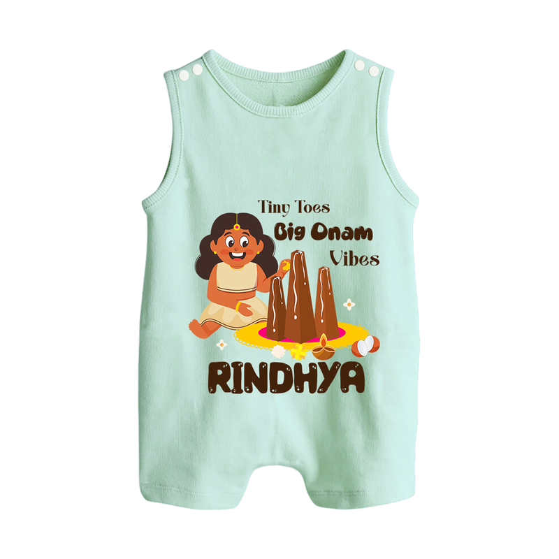 Tiny Toes Big Onam Vibes Romper Suit | Custom Baby Romper Suit for Onam Celebration - MINT GREEN - 0 - 5 Months Old (Chest 18")