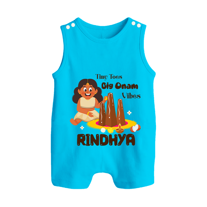 Tiny Toes Big Onam Vibes Romper Suit | Custom Baby Romper Suit for Onam Celebration - SKY BLUE - 0 - 5 Months Old (Chest 18")
