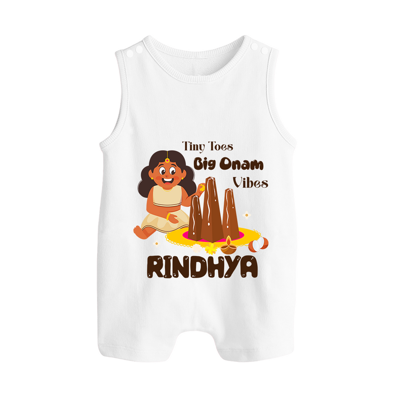 Tiny Toes Big Onam Vibes Romper Suit | Custom Baby Romper Suit for Onam Celebration - WHITE - 0 - 5 Months Old (Chest 18")