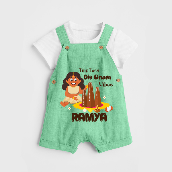 Tiny Toes Big Onam Vibes Girl Dungaree - GREEN - 0 - 5 Months Old (Chest 18")