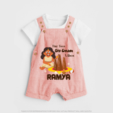 Tiny Toes Big Onam Vibes Girl Dungaree - PEACH - 0 - 5 Months Old (Chest 18")