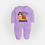 Tiny Toes Big Onam Vibes Sleep Suit | Custom Baby Sleep Suit for Onam Celebration - LILAC - New Born (Chest 7.5")